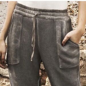 House of Harlow 1960 Women velour track suit jogger pants slate charcoal gray XL